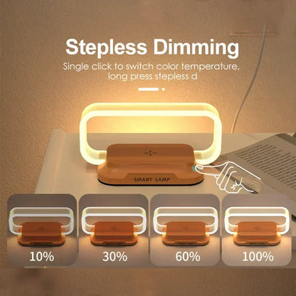 Stylish Wooden LED Desk Lamp with Wireless Charging