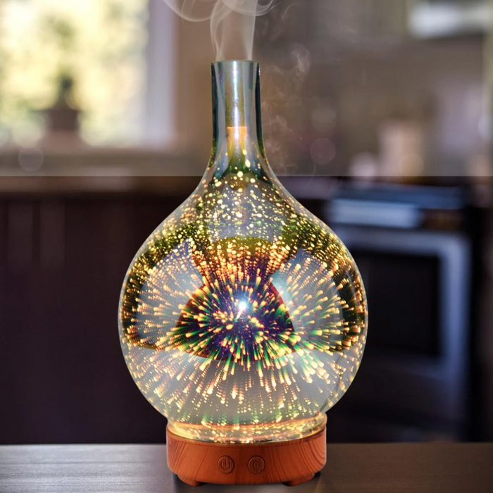 Colorful Glass Essential Oil Diffuser with LED Lights - Fesara