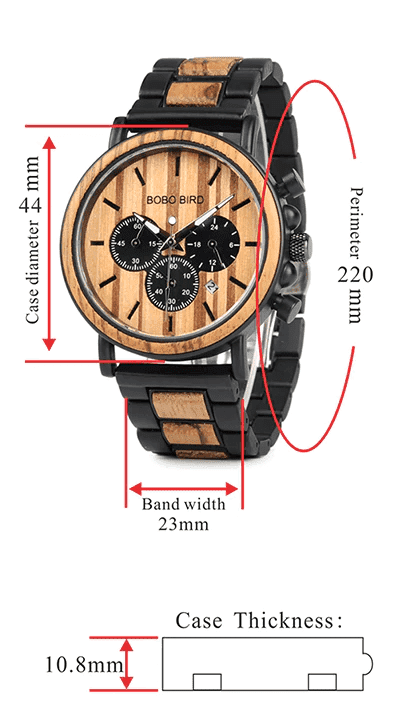 Rugged Wood Mens Chronograph Watch