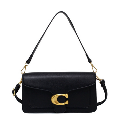 Premium Chic Faux Leather Tote Bag Gold Brown Accent