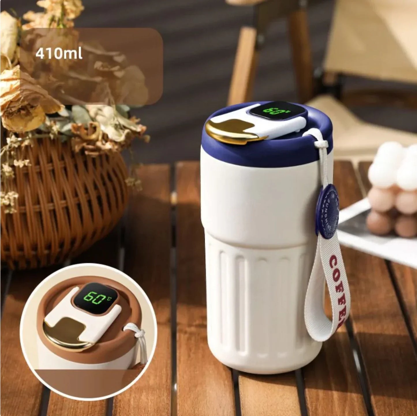 Insulated Thermal Mug with Temperature Control - 410ml