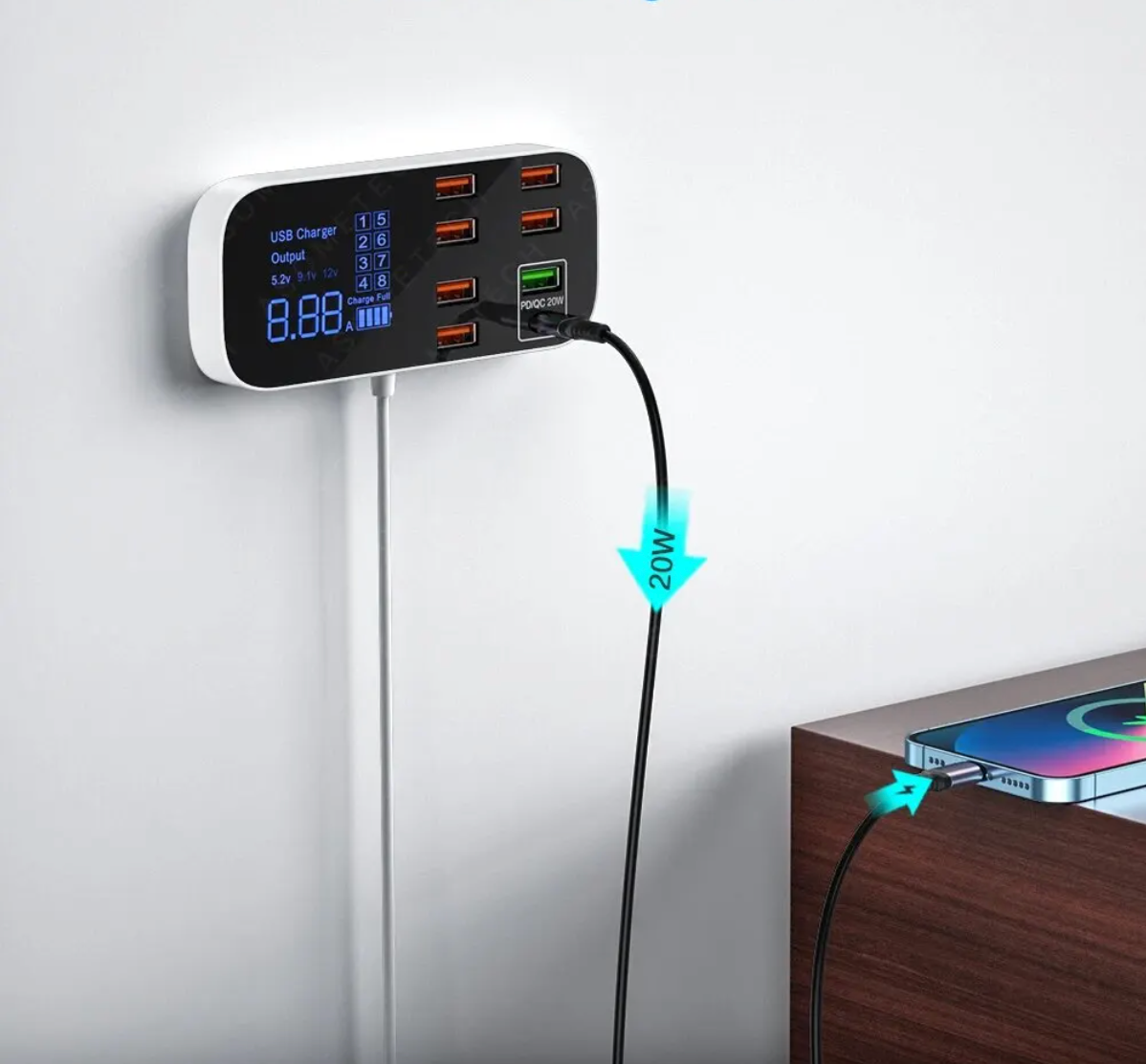 Compact Multiport Fast USB Charger Adapter