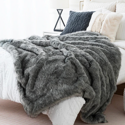 Plush Faux Fur Blanket - Soft Cozy Decorative Throw