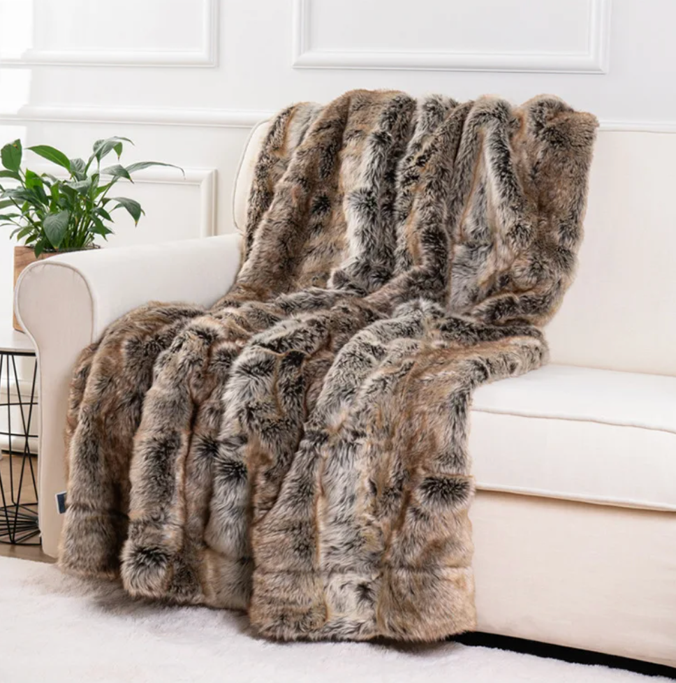 Plush Faux Fur Throw Blanket - Warm & Super Soft