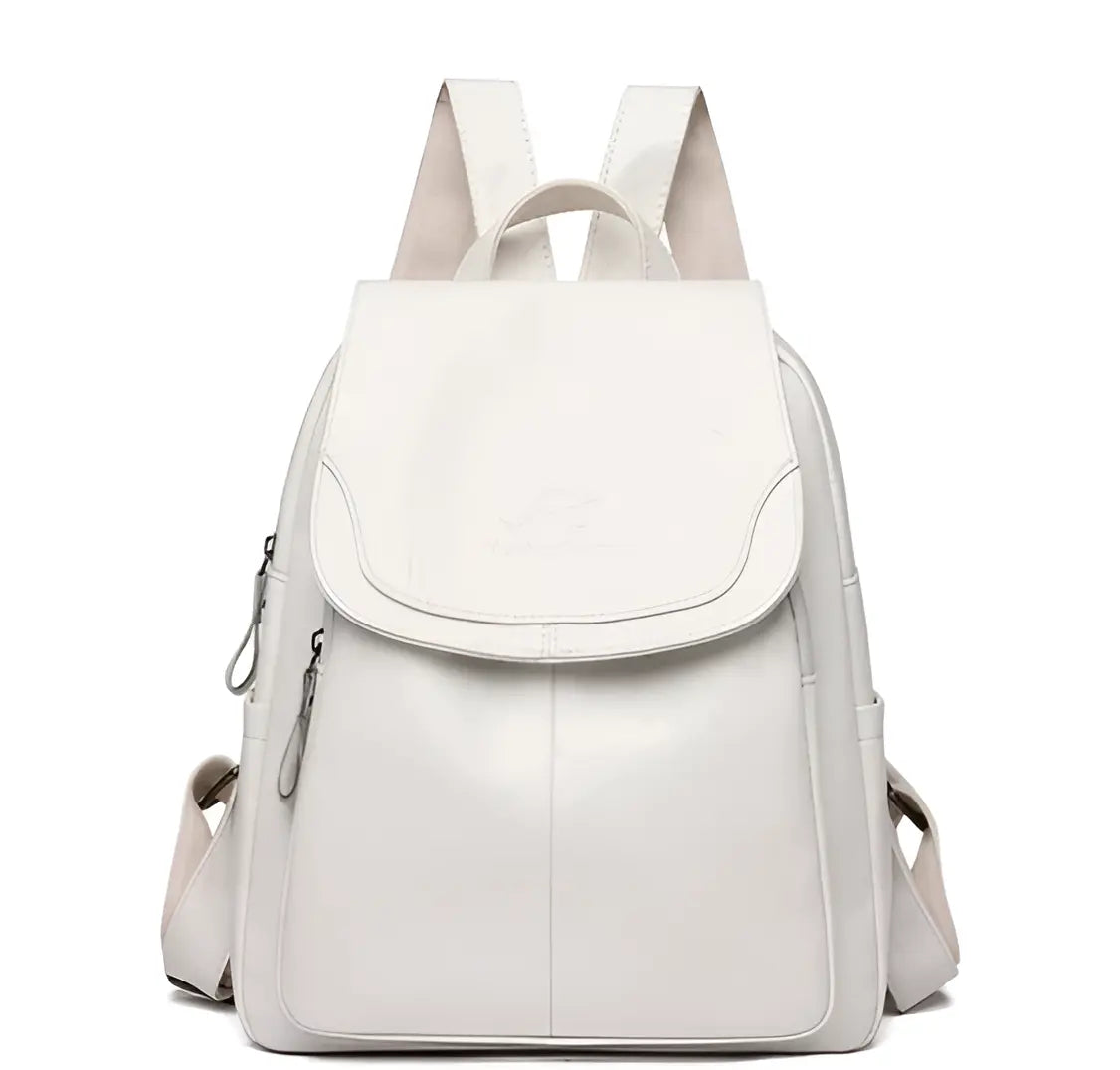 Classic Brown Leather Ladies Backpack - Fesara