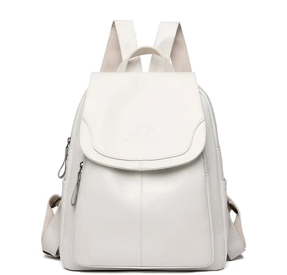 Classic Brown Leather Ladies Backpack - Fesara