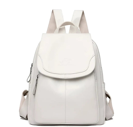 Classic Brown Leather Ladies Backpack - Fesara
