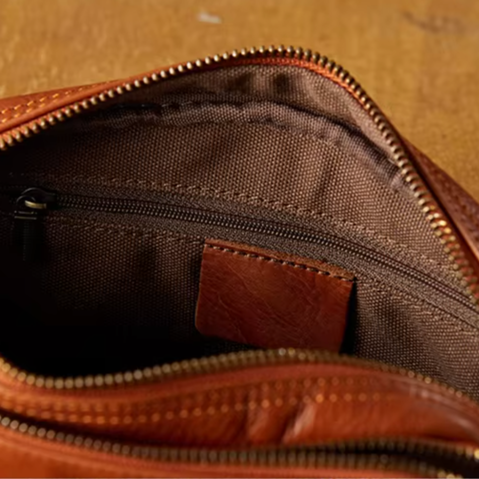 Classic Vintage Leather Sling Crossbody Bag