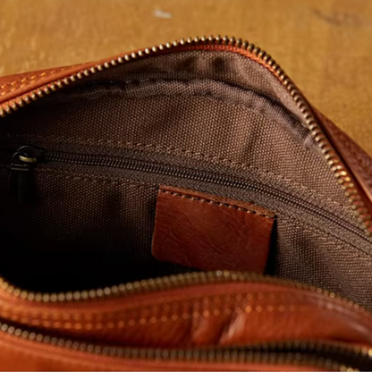 Classic Vintage Leather Sling Crossbody Bag