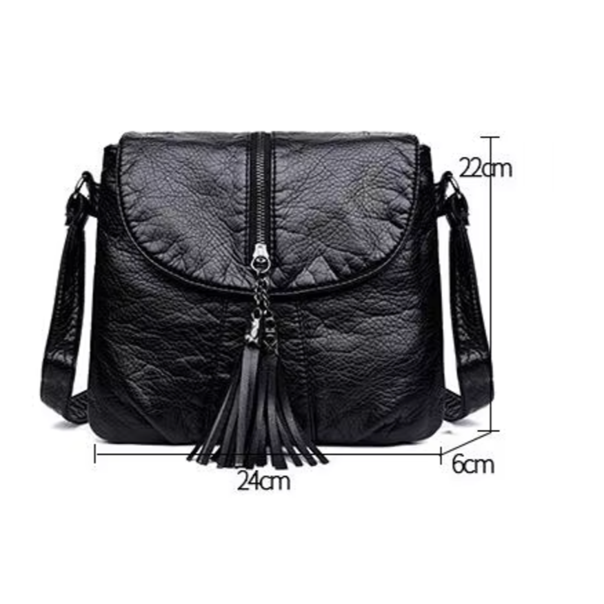Chic Real Leather Tassel Crossbody Bag