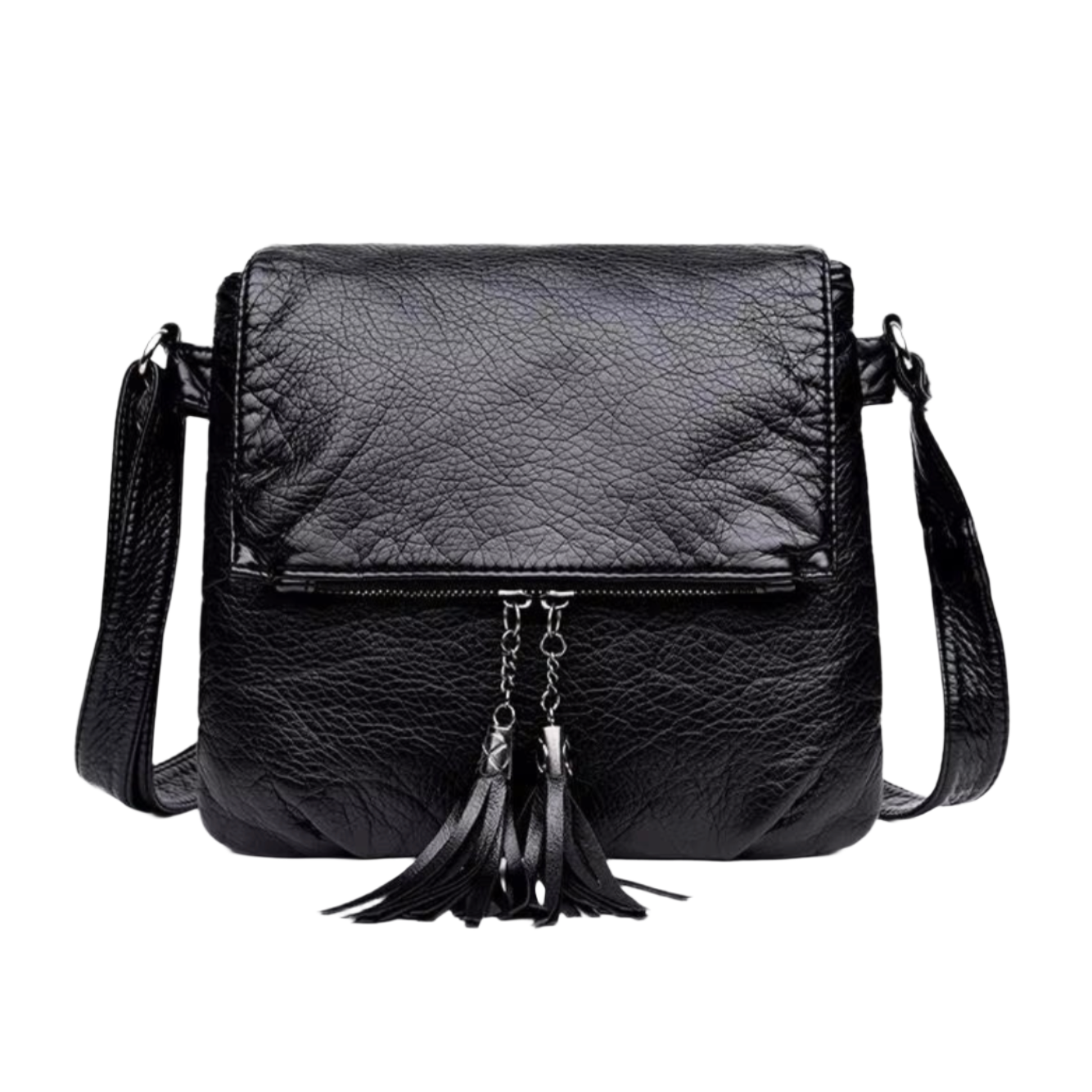 Chic Real Leather Tassel Crossbody Bag