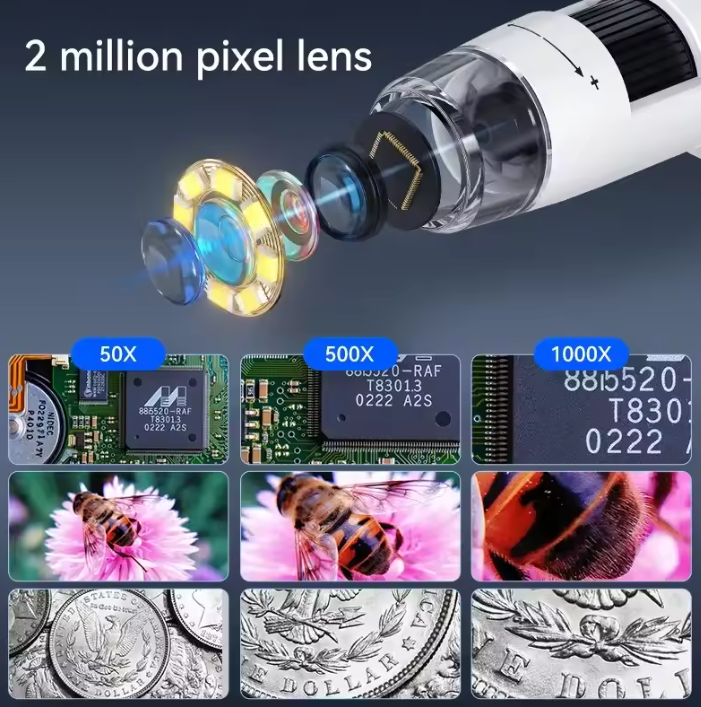 Compact 4.3 HD Digital Microscope with 8 LED Lights