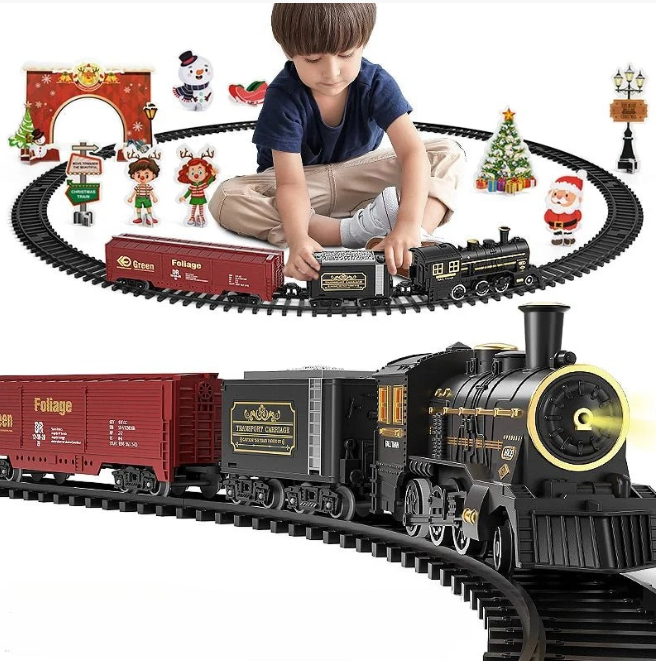 Vintage Model Train Set with Lights and Sound Effects - Fesara