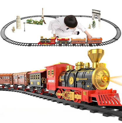 Vintage Model Train Set with Lights and Sound Effects