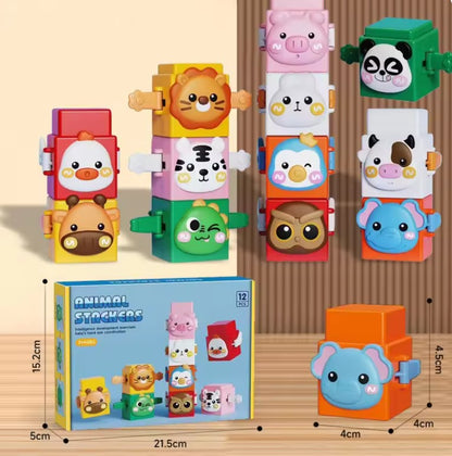Learning Wooden Animal Block Stacking Toy Set
