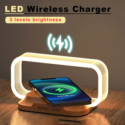 Stylish Wooden LED Desk Lamp with Wireless Charging - Fesara