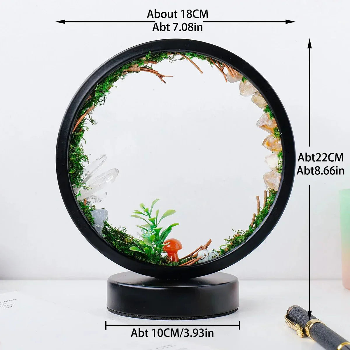 Stylish Night Lamp - Round Green Crystal Accent