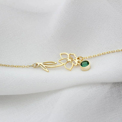 Delicate Birthstone and Flower Charm Bracelet