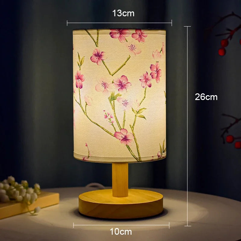 Traditional Chinese Fabric Table Lamp with Dimmable Warm Light