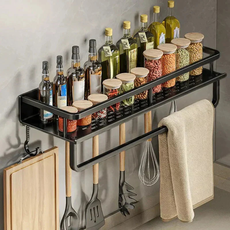 Space-Saving Kitchen Storage Rack with Hooks