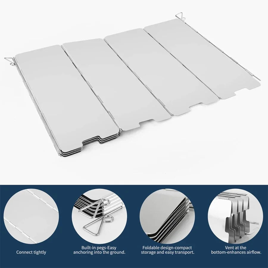 Portable Stainless Steel Camping Windscreen