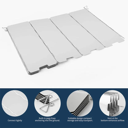 Portable Stainless Steel Camping Windscreen