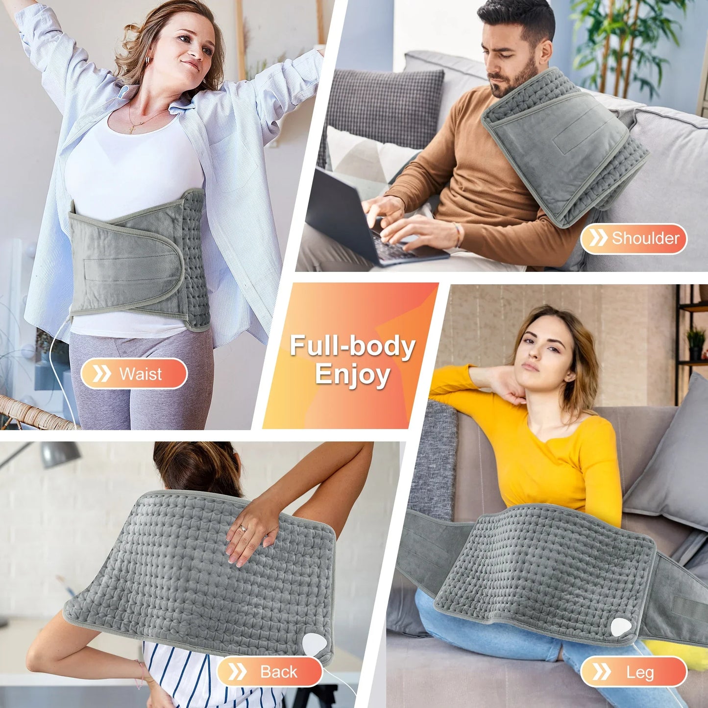Electric Heat Wrap for Back and Waist Pain Relief