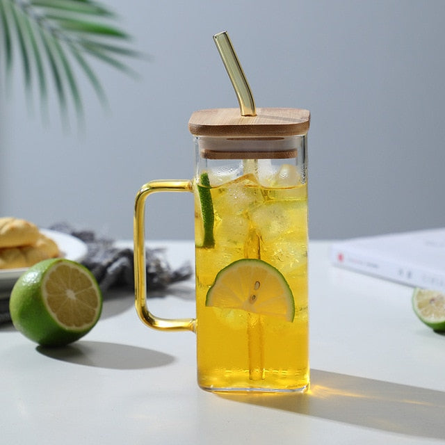 Big Square Travel Mug with Lid and Straw