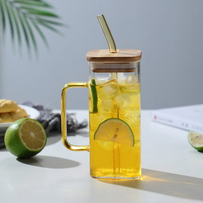 Big Square Travel Mug with Lid and Straw