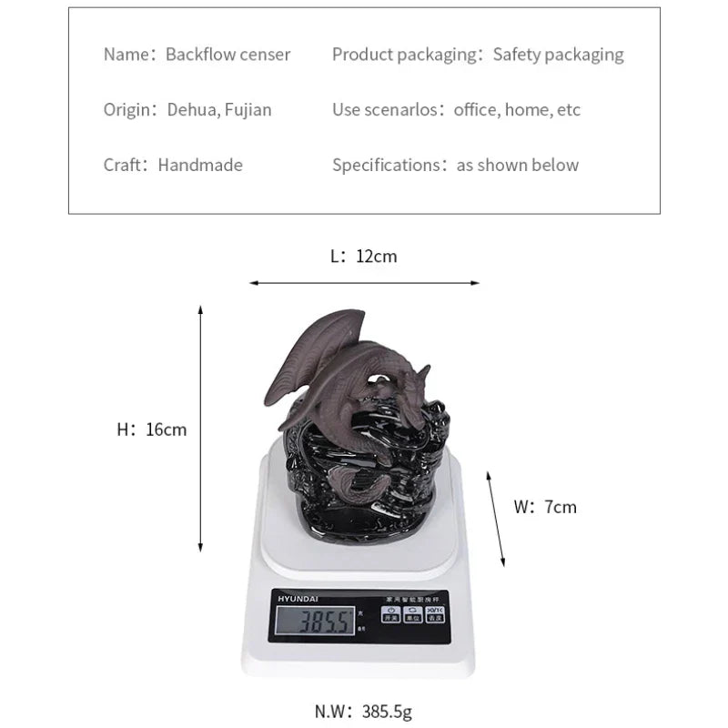 Dragon Ceramic Incense Burner Backflow Design for Home
