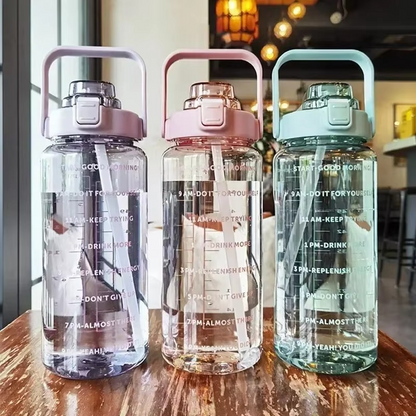Big 68oz Fitness Water Bottle with Straw and Tracker