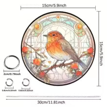 Colorful Owl Glass Window Pendant Decor Gift