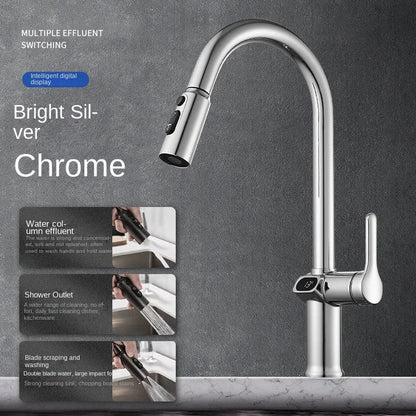 Touch Control Kitchen Faucet with LED Display and Rotating Spout