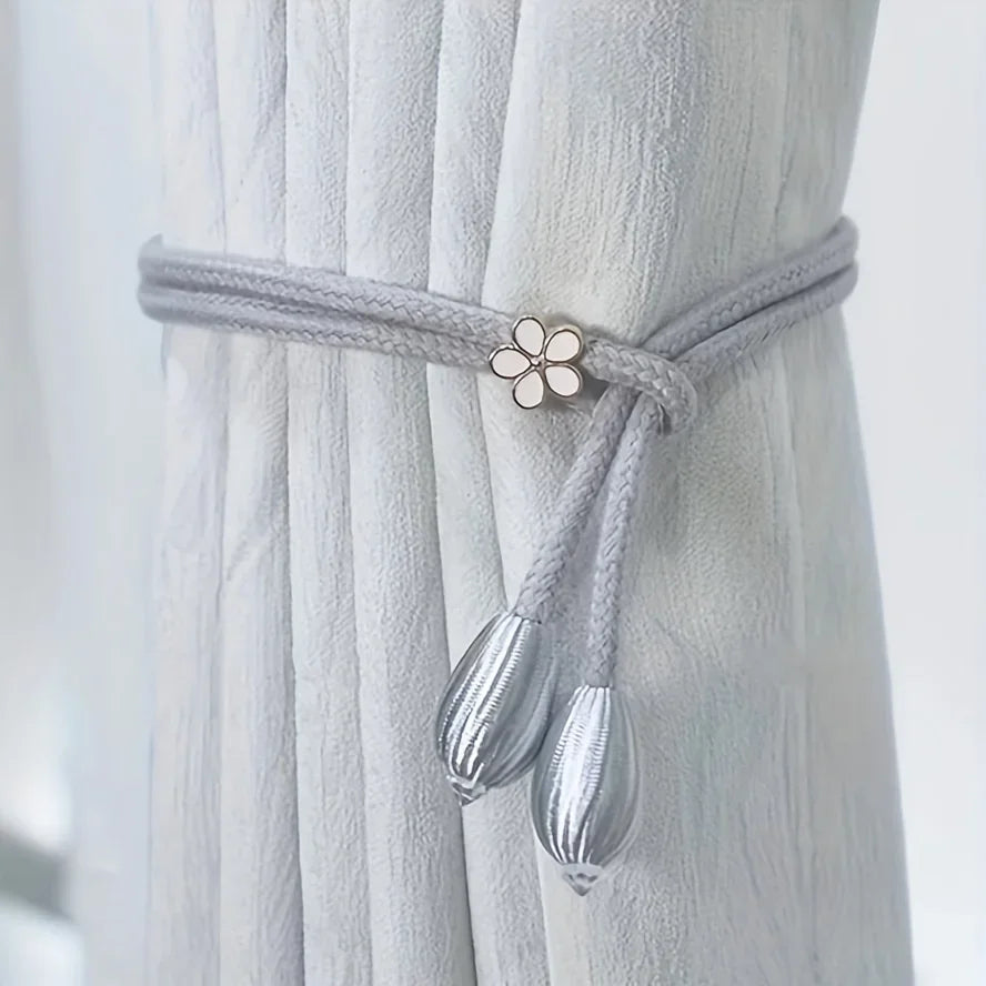 Easy Fit Curtain Tiebacks 2-Pack with Decorative Buckle