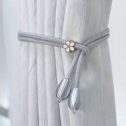 Easy Fit Curtain Tiebacks 2-Pack with Decorative Buckle