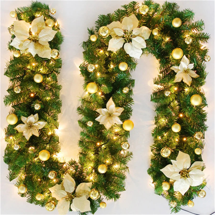 LED Lit Christmas Garland 2.7m with Fir Branches - Fesara