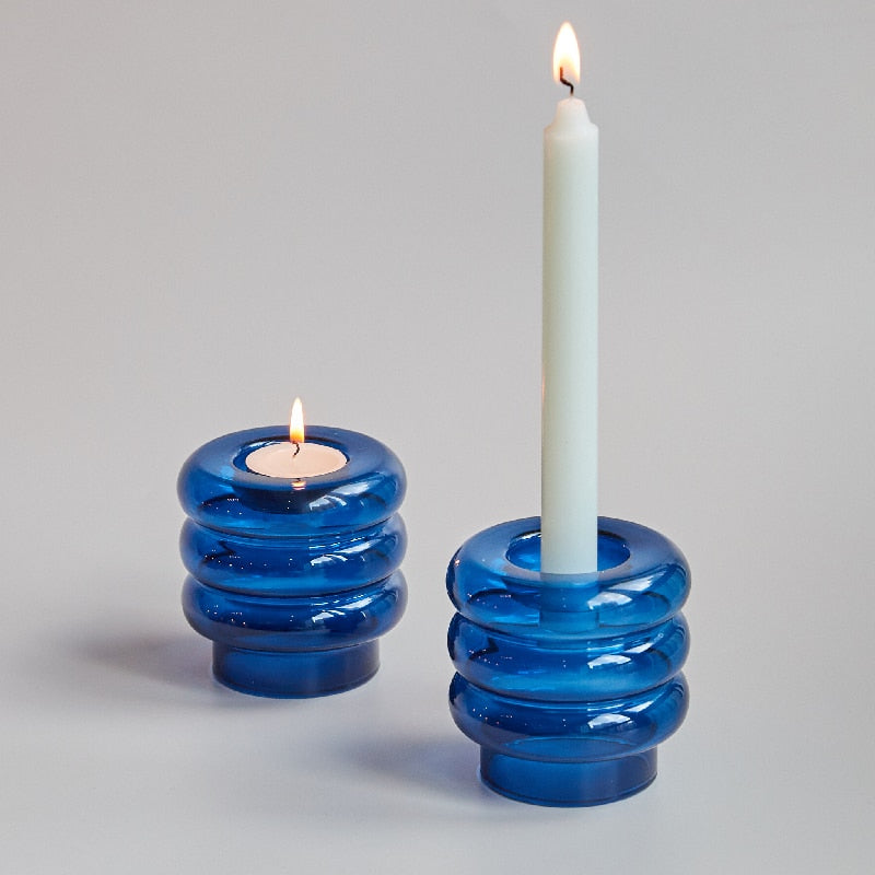 Elegant Double Glass Candle Stand