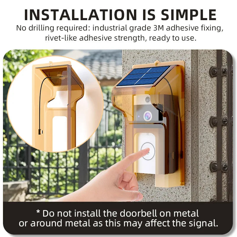 Weatherproof Wireless Solar Video Doorbell Camera