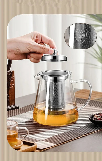 Large Heatproof Glass Teapot with Stainless Steel Infuser