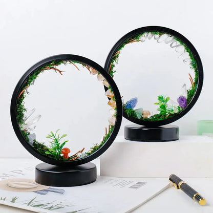 Stylish Night Lamp - Round Green Crystal Accent
