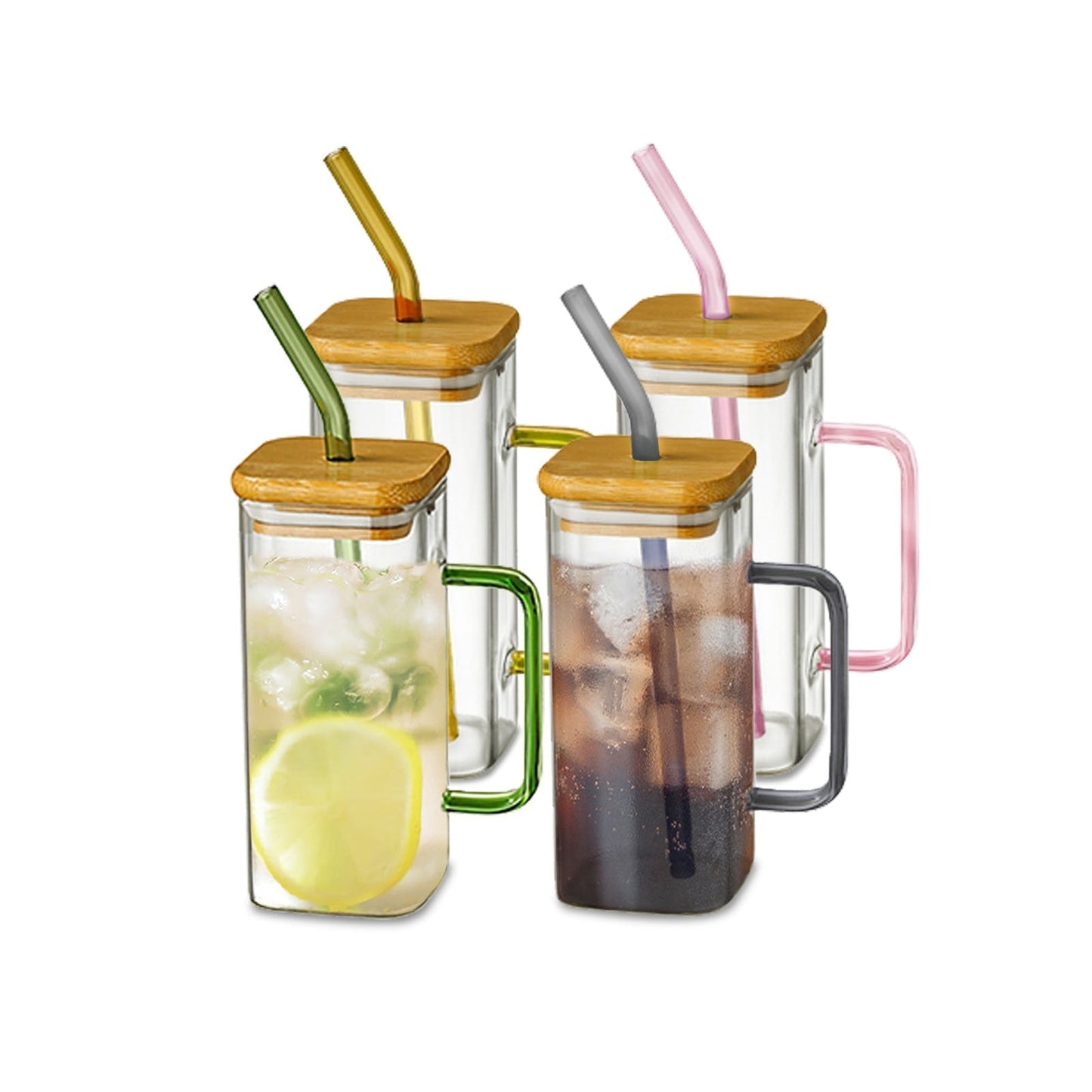 Big Square Travel Mug with Lid and Straw