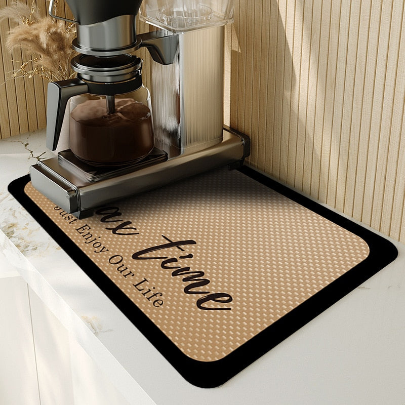 Non-Slip Kitchen Mat for Drying Dishes Safely