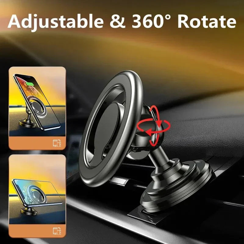 Magnetic Car Phone Mount with 360° Rotation and Strong Grip