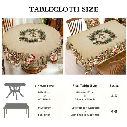 Vintage Santa Christmas Table Cover