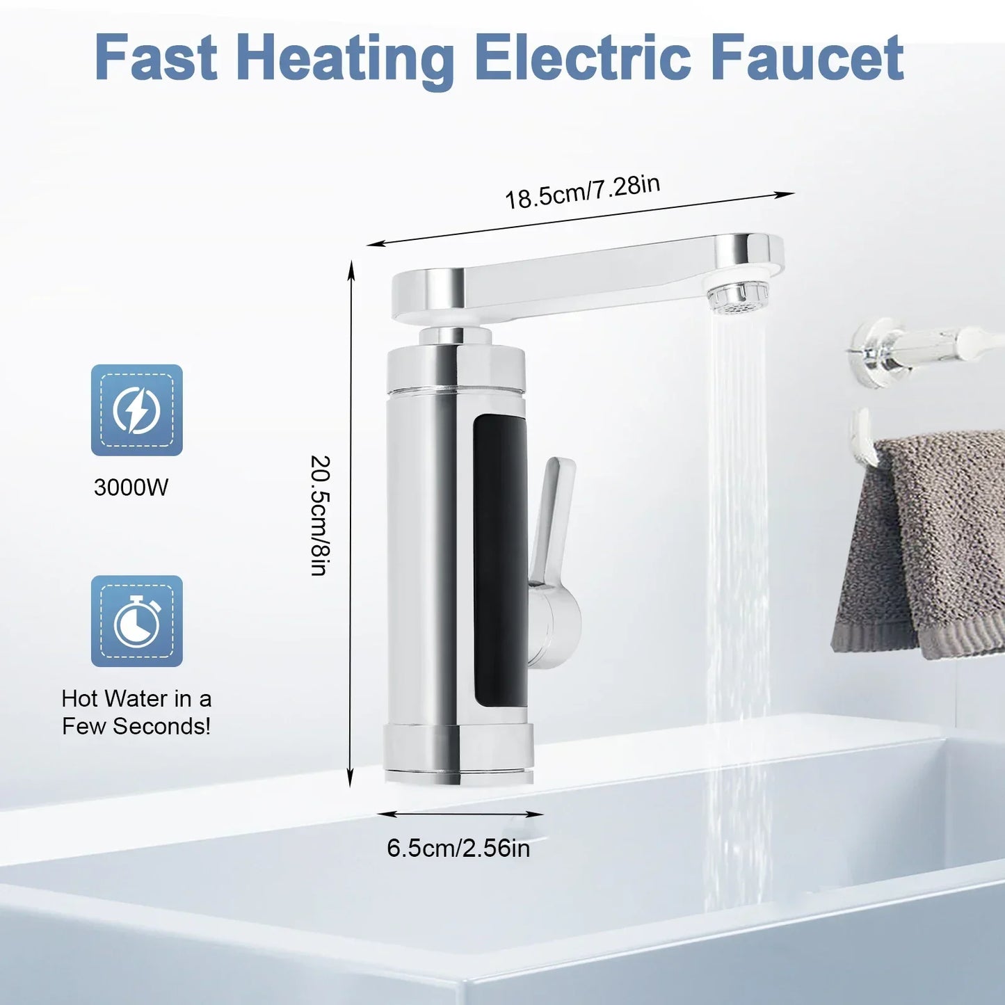 Instant Hot Water Kitchen Faucet - 360° Spin Stainless Steel