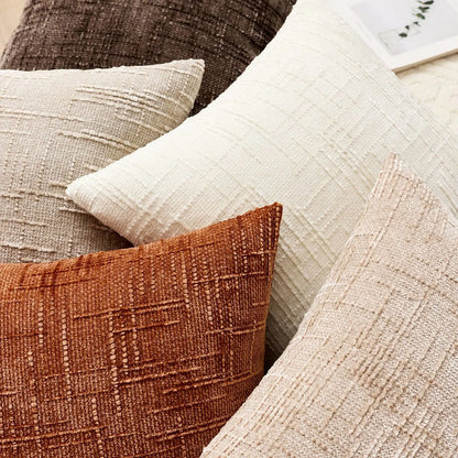 Soft Chenille Cushion with Natural Bamboo Pattern