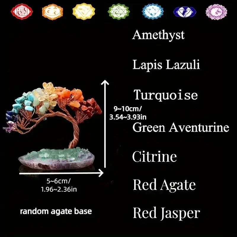 Sparkling Crystal Tree Figurine with Agate Base