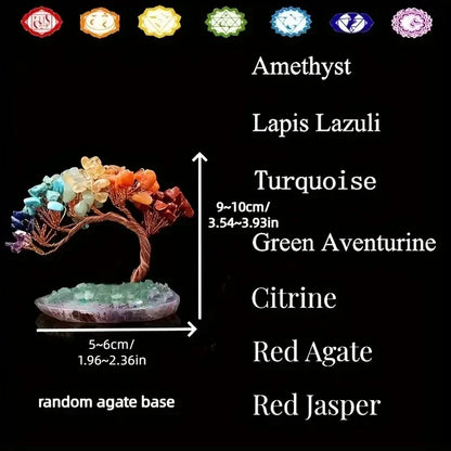 Sparkling Crystal Tree Figurine with Agate Base