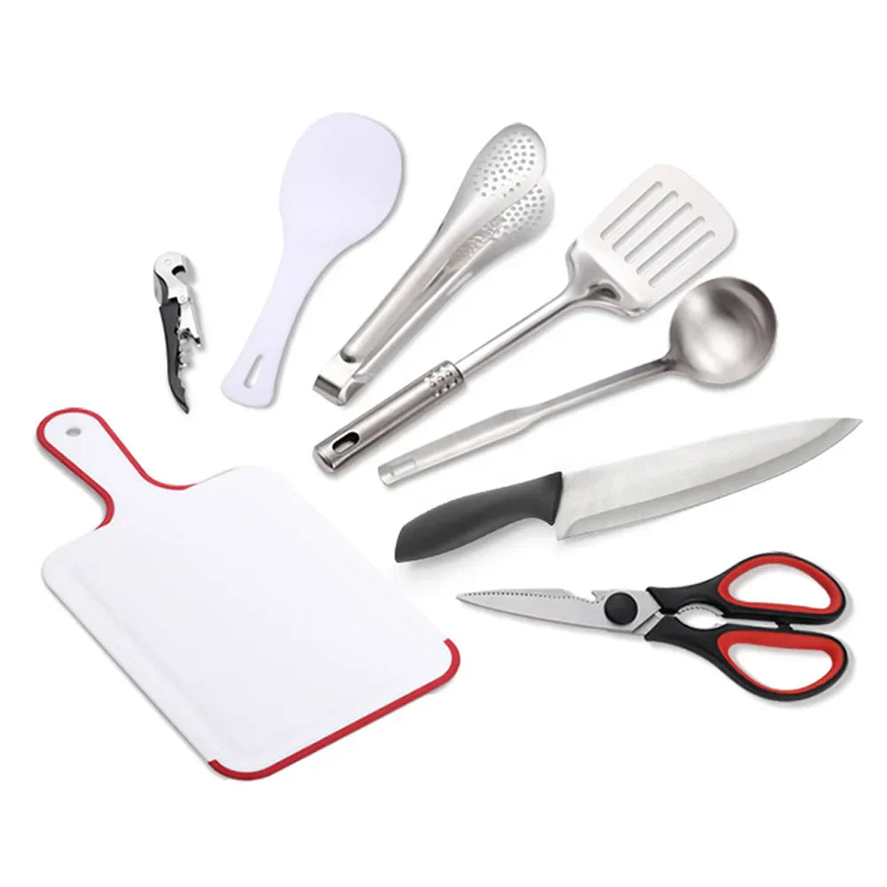 Portable 9-Piece Camping Cookware Set with Storage Bag