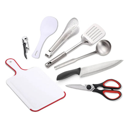Portable 9-Piece Camping Cookware Set with Storage Bag